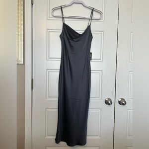 Express satin cowl neck midi slip dress